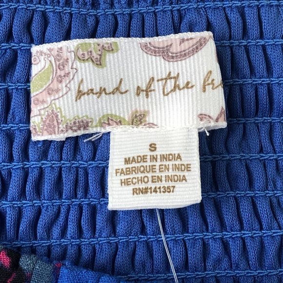 Band of the Free Lapis Blue Slate Soria Tropical Floral Mini Dress NWT Small - Picture 5 of 13